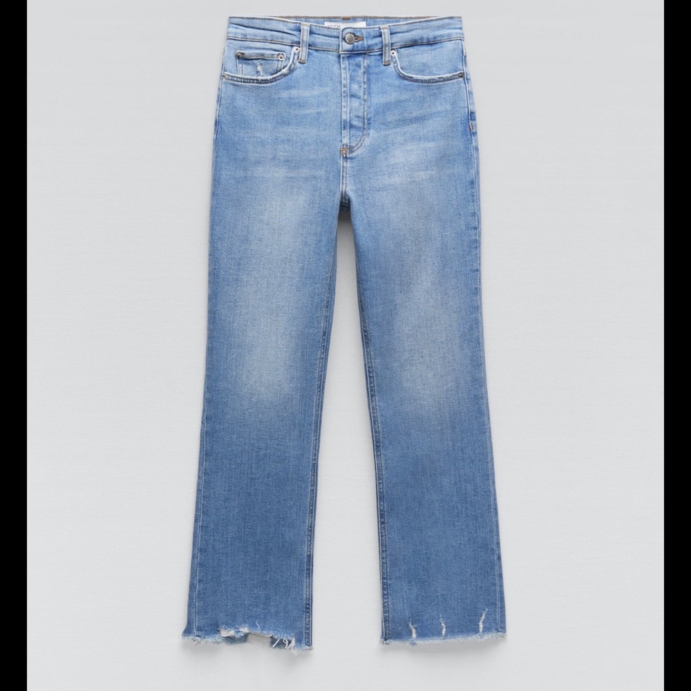 Zara size 12 the dreed flare jeans.
